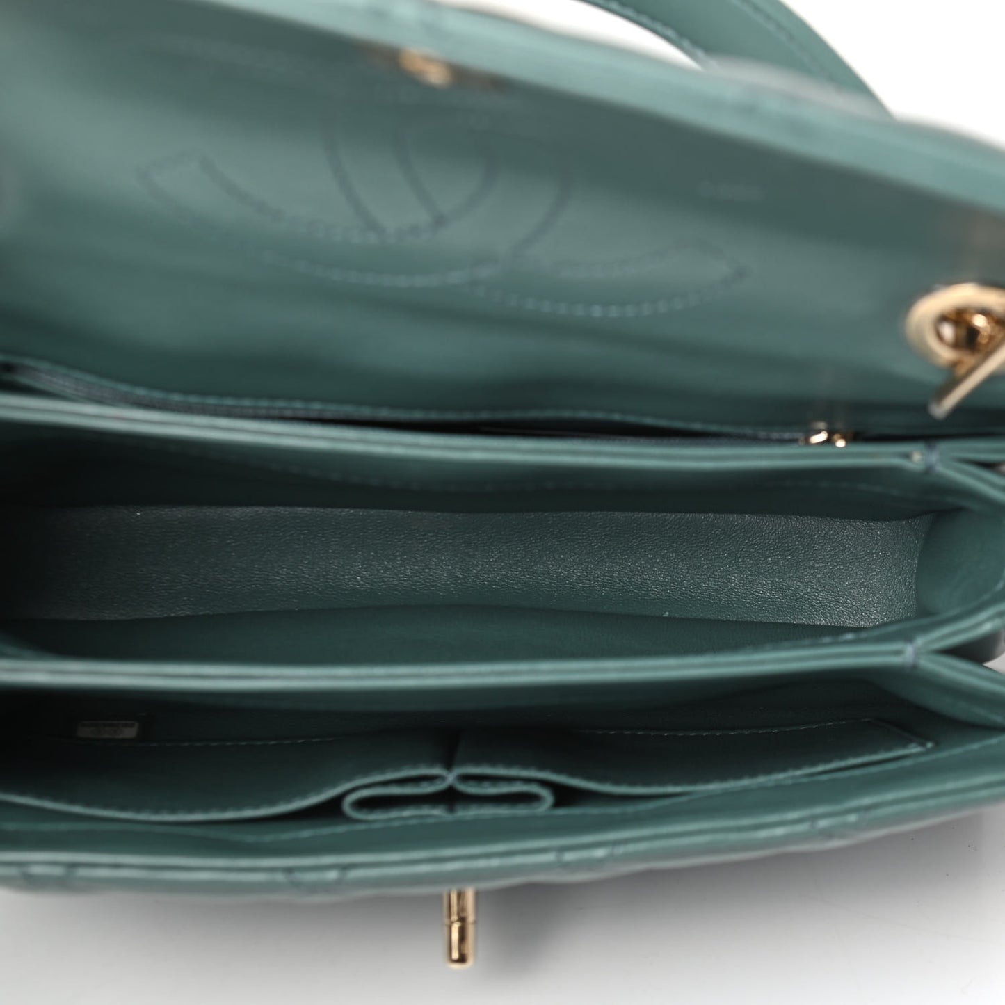 Lambskin Quilted Small Trendy CC Flap Dual Handle Bag Green