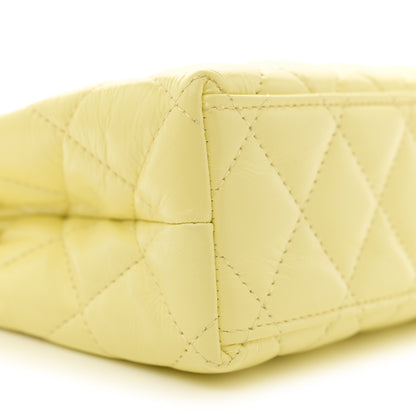 Chanel Shiny Aged Calfskin Quilted Nano Kelly Shopper Light Yellow 9 of 10