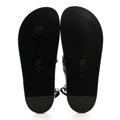 Chanel Grained Calfskin Velcro Dad Sandals 39 Black 5 of 8