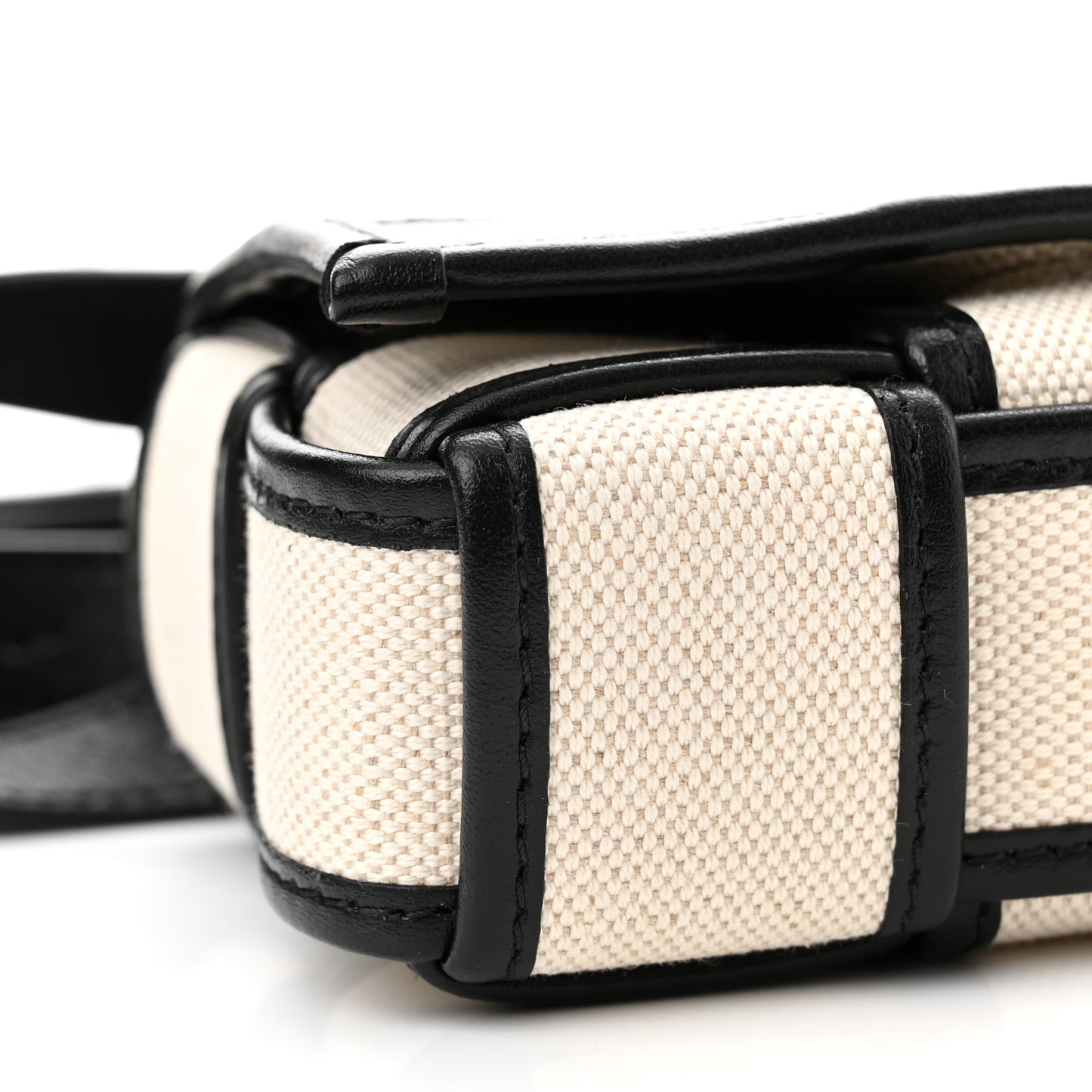 Canvas Intrecciato Mini Cassette Crossbody Bag Natural Black