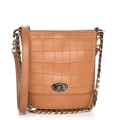 Mulberry Calfskin Crocodile Embossed Mini Jamie Bucket Bag Camel 1 of 8