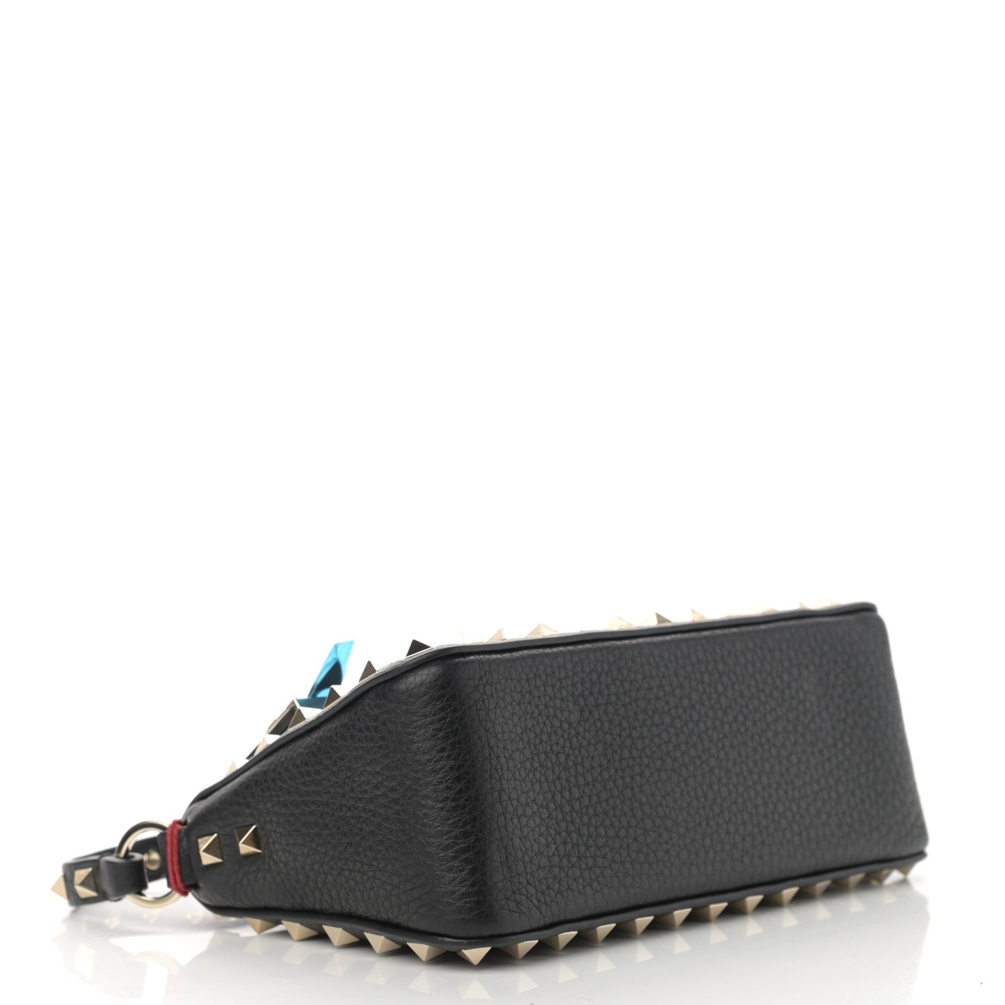 Pebbled Calfskin Small Rockstud Flip Lock Shoulder Bag Black