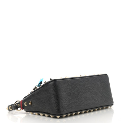 Valentino Garavani Pebbled Calfskin Small Rockstud Flip Lock Shoulder Bag Black 4 of 7