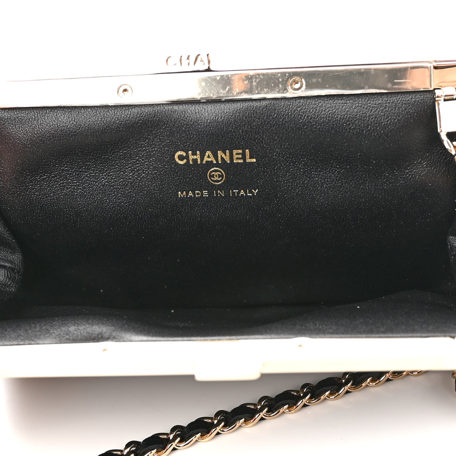 Chanel Lambskin Quilted Frame Clutch With Chain Black 5 of 12