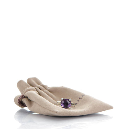 David Yurman Sterling Silver Diamond Amethyst 11mm Chatelaine Ring 53 6.5 6 of 6