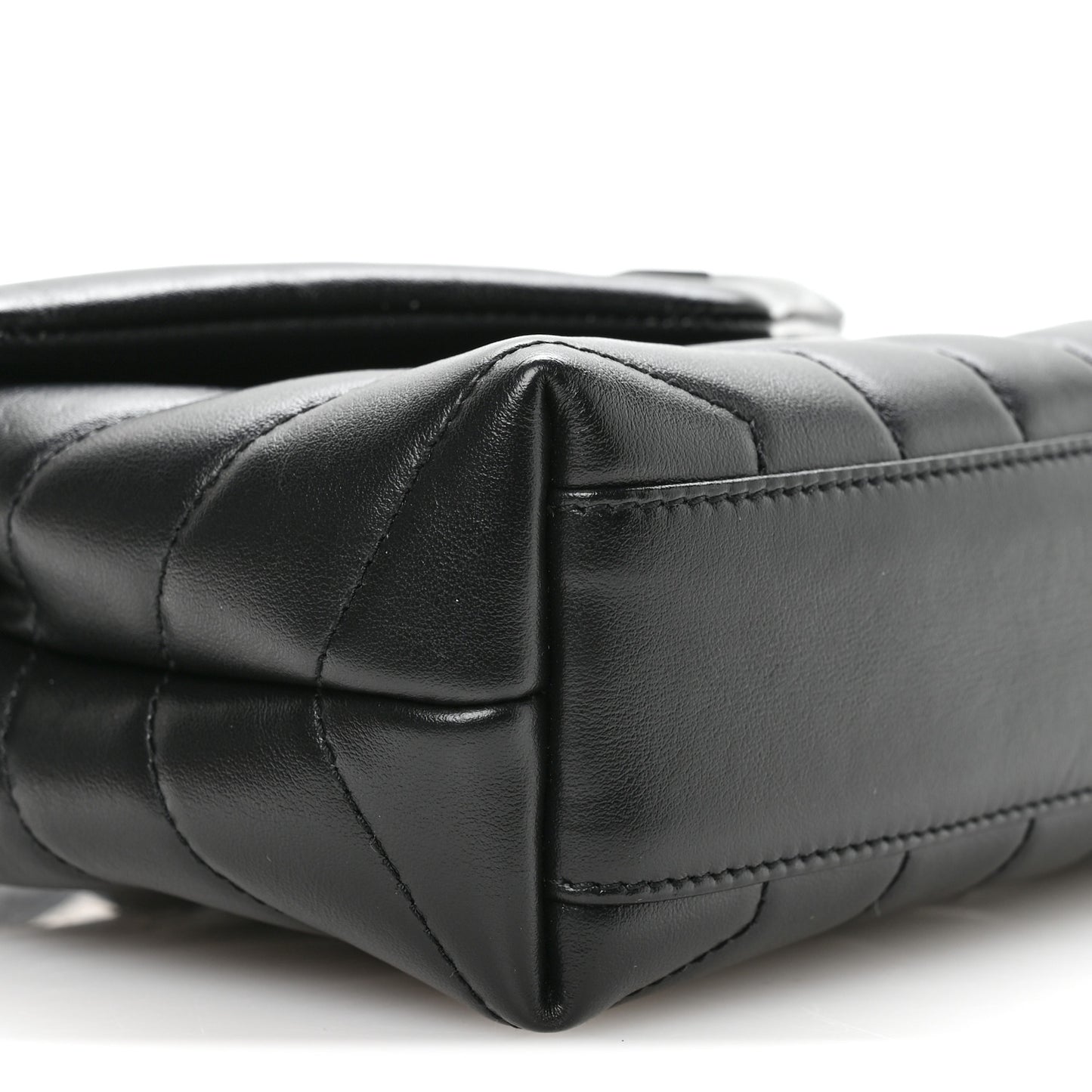 Calfskin Y Quilted Monogram Monochrome Toy Loulou Crossbody Bag Black