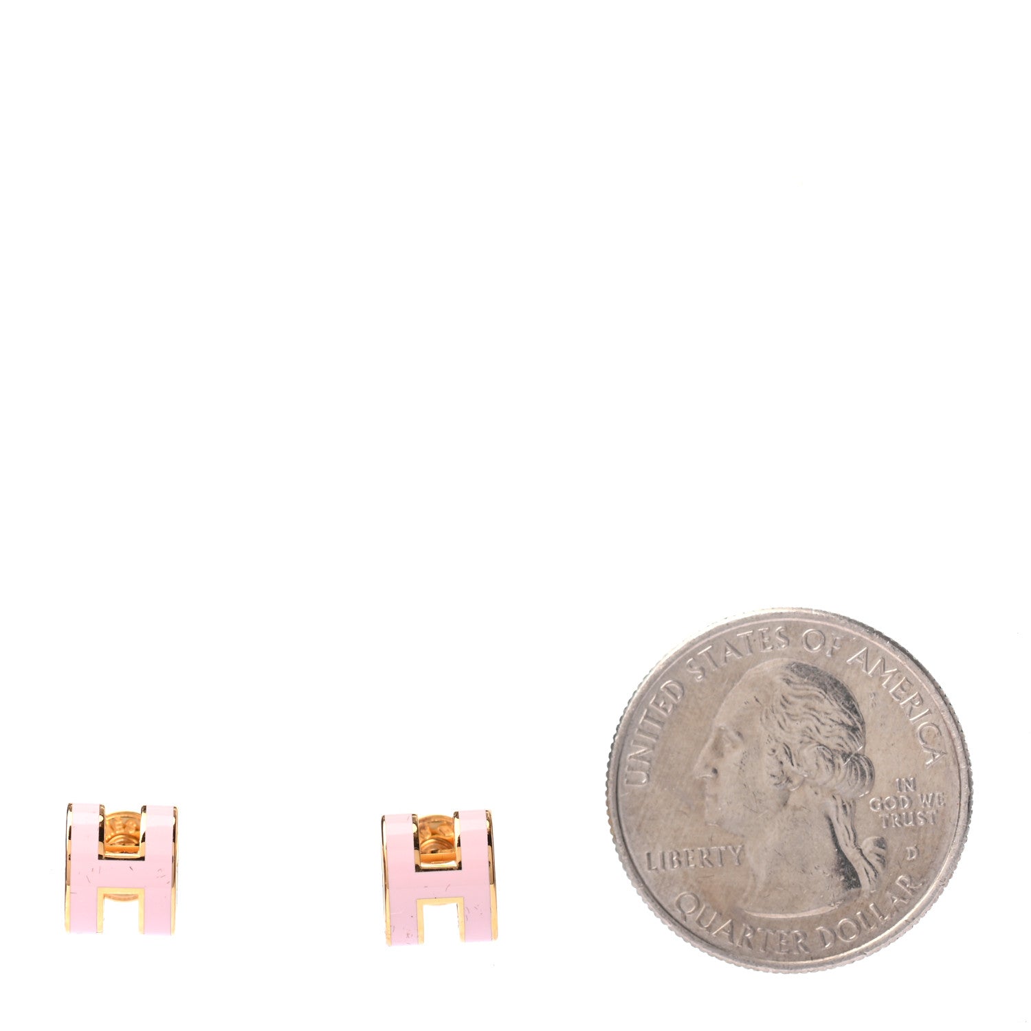 Hermes Gold Lacquered Mini Pop H Earrings Rose Dragee 2 of 5