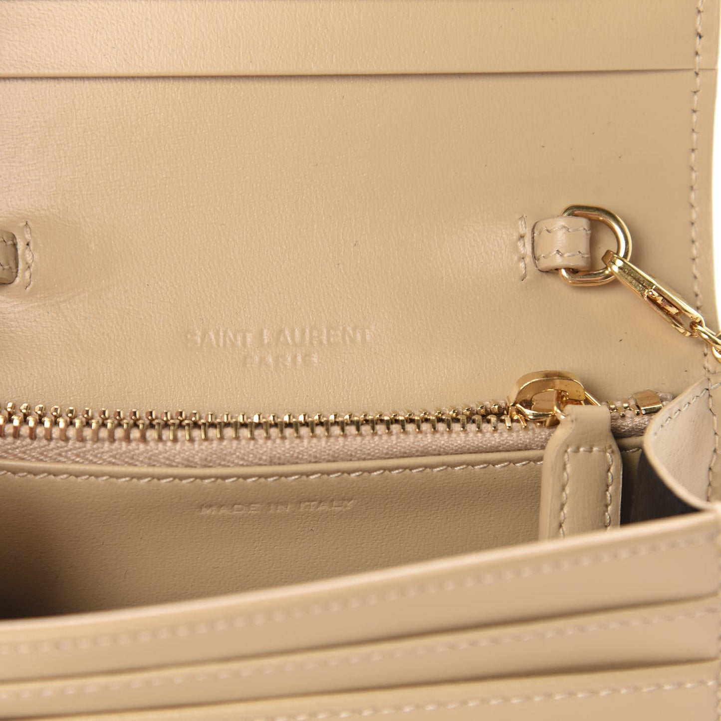 Calfskin Monogram Chain Card Case Ivory Natural