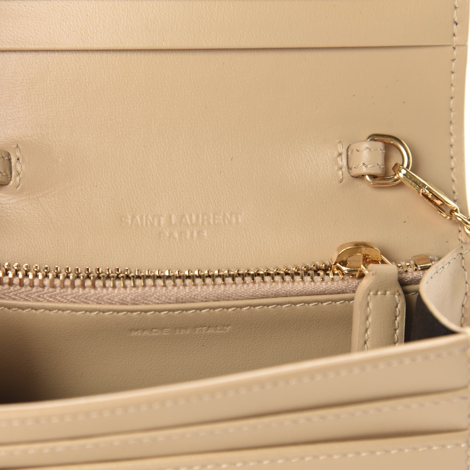 Saint Laurent Calfskin Monogram Chain Card Case Ivory Natural 7 of 11