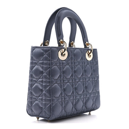 Christian Dior Satin Swarovski Crystal Cannage Small Lady Dior Grey 3 of 13