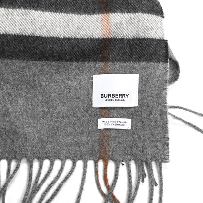 Burberry Cashmere Giant Check Fringe Scarf Light Grey 3 of 4