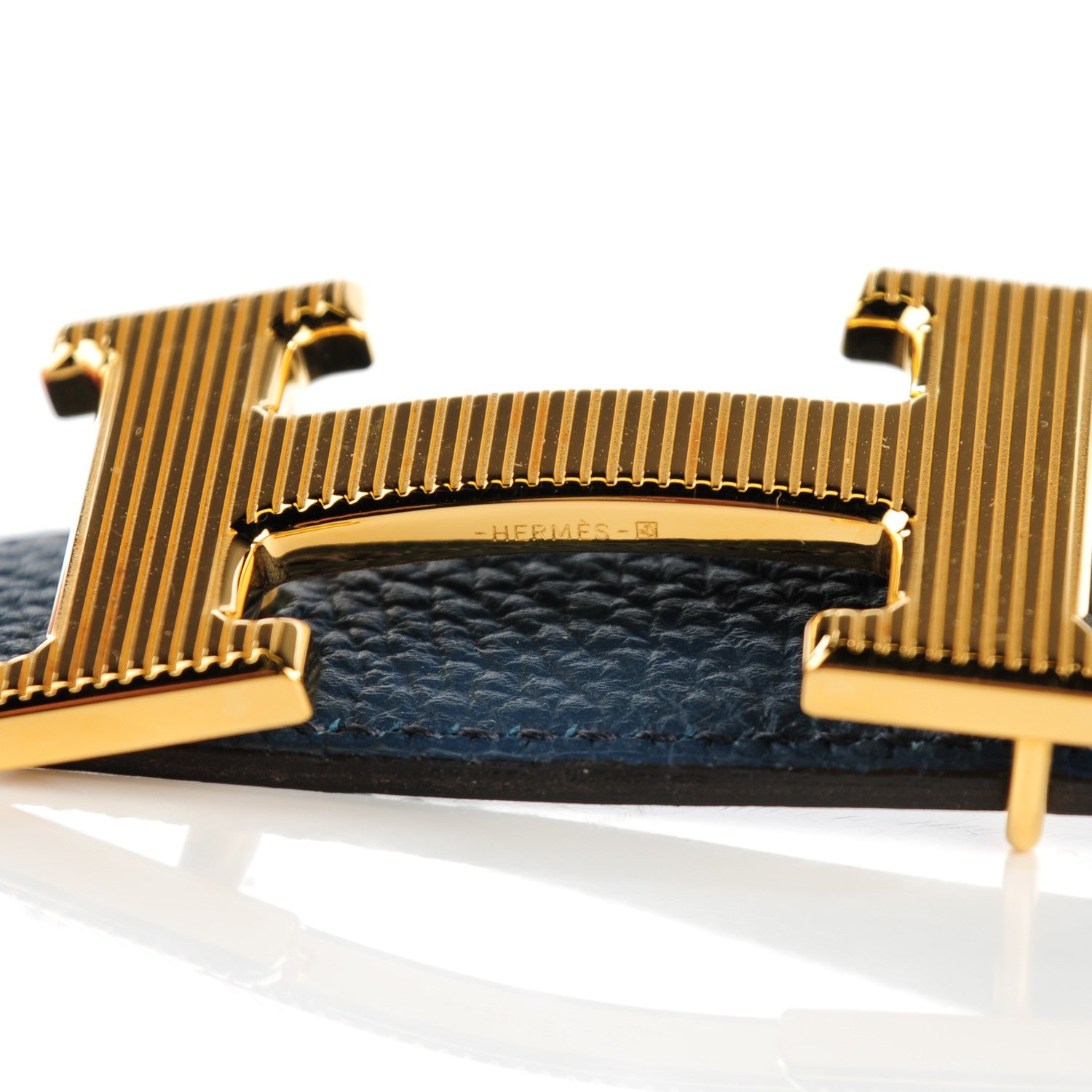 Hermes Box Togo 32mm Calandre H Belt 115 Bleu Ocean 12 of 16