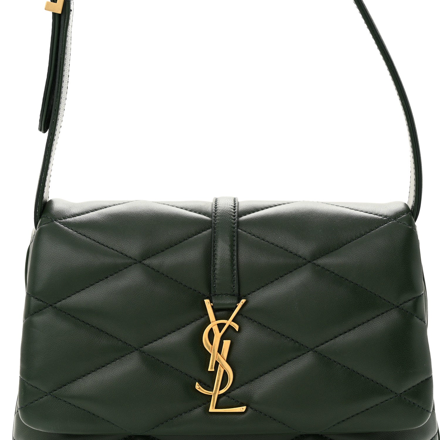 Saint Laurent Lambskin Quilted Le 57 Diamond Shoulder Bag Vert Fonce 8 of 11
