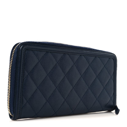 Chanel Caviar Quilted Filigree Zip Around Wallet Navy 3 of 10