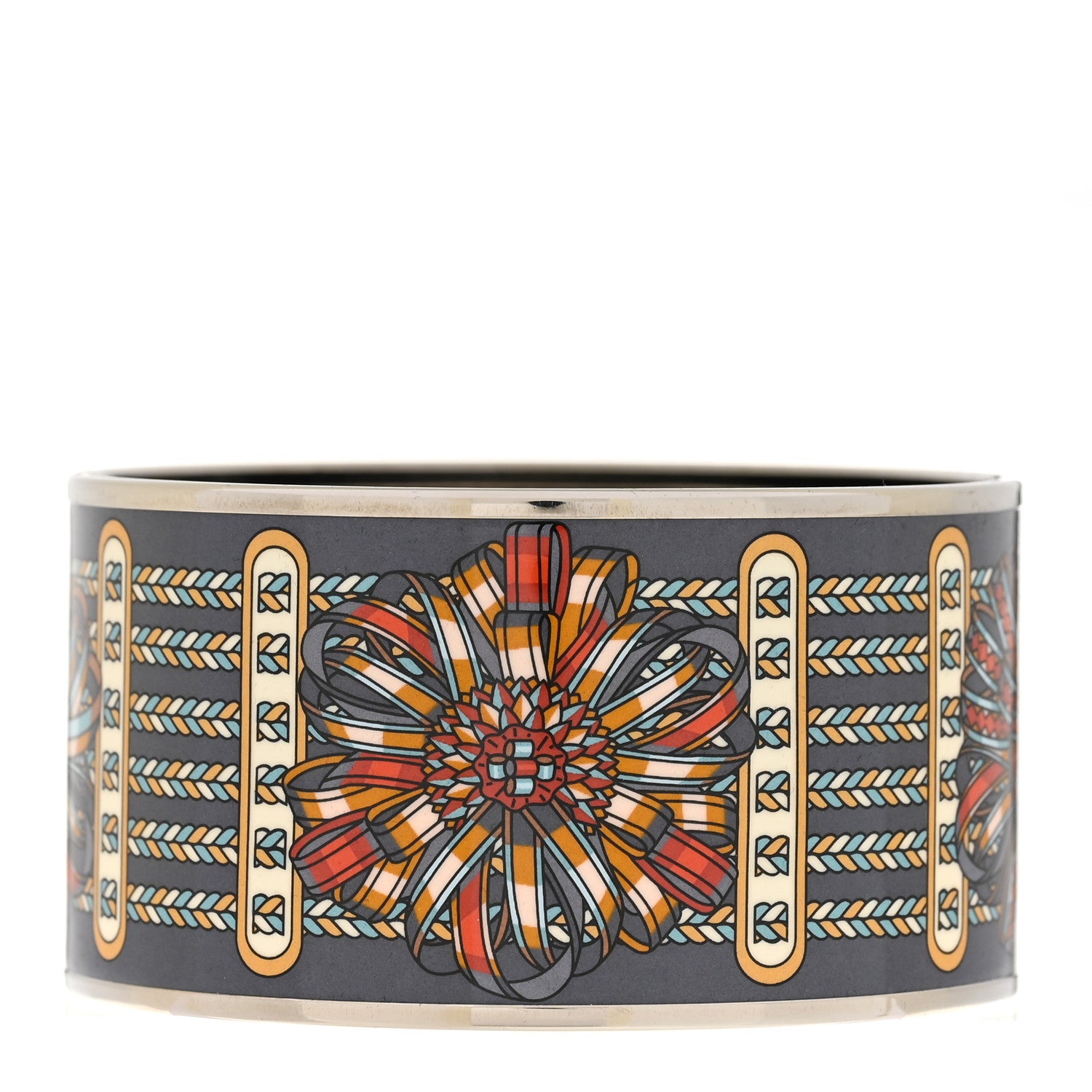 Hermes Enamel Printed Rubans de Cheval Extra Wide Bracelet 65 3 of 5