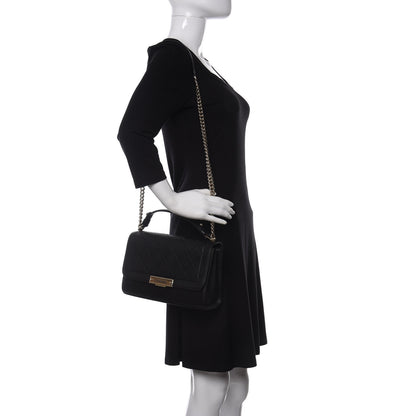 Chanel Grained Calfskin Quilted Medium Label Click Flap Bag Black 2 of 11