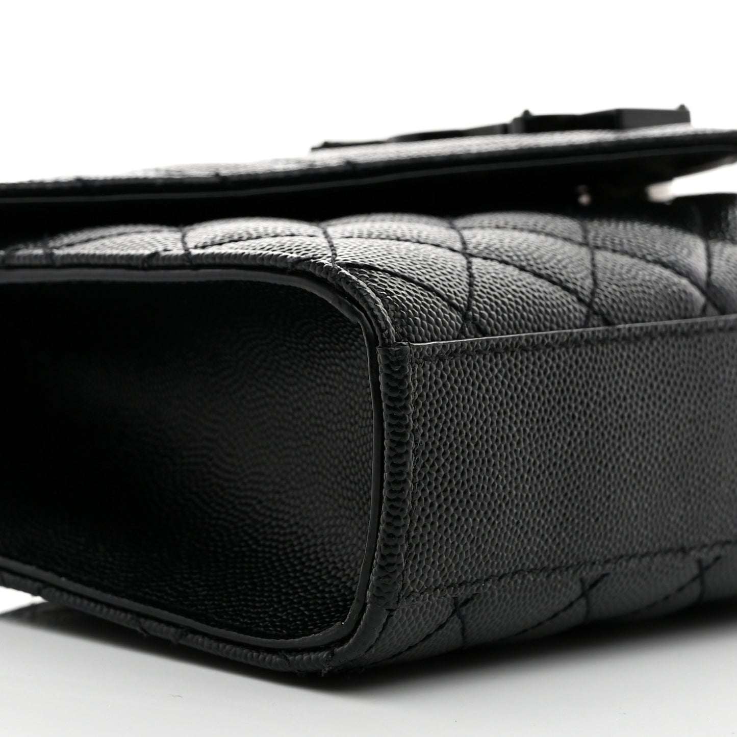 Grain De Poudre Textured Mixed Matelasse Triquilt Small Monogram Monochrome Satchel Black