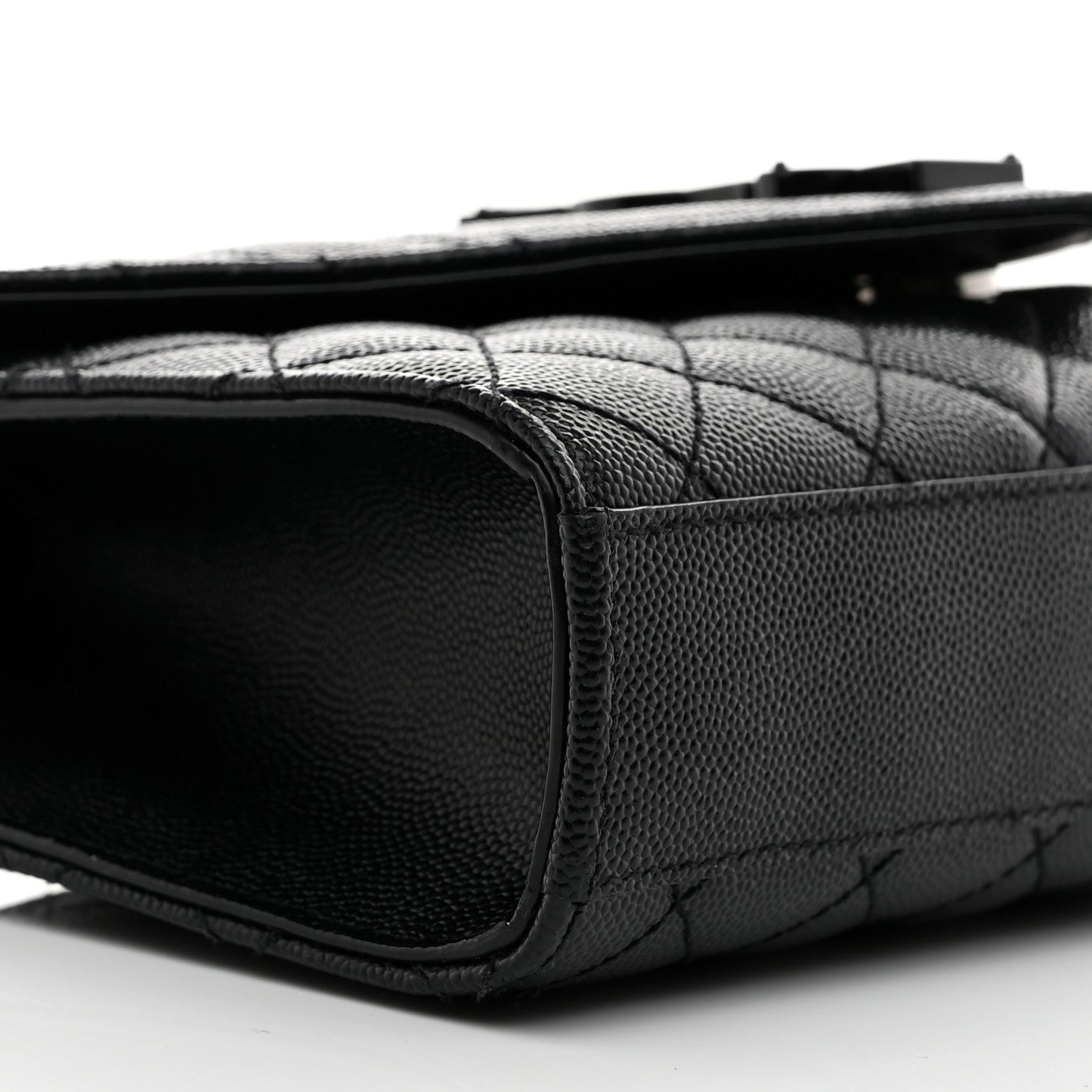Saint Laurent Grain De Poudre Textured Mixed Matelasse Triquilt Small Monogram Monochrome Satchel Black 10 of 11