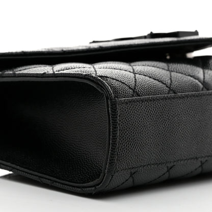Saint Laurent Grain De Poudre Textured Mixed Matelasse Triquilt Small Monogram Monochrome Satchel Black 10 of 11