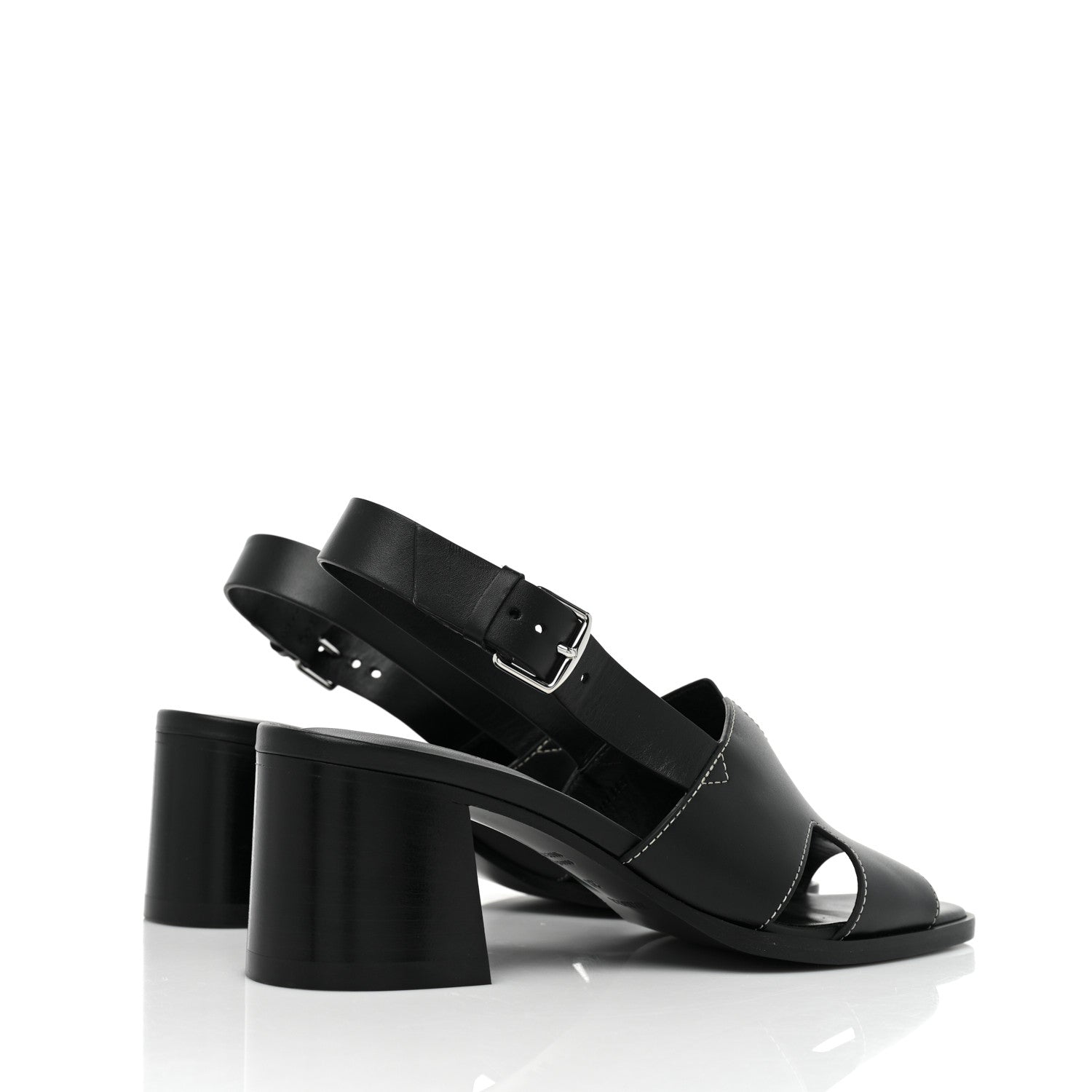 Hermes Calfskin Elbe 60 Sandals 38 Black 4 of 11