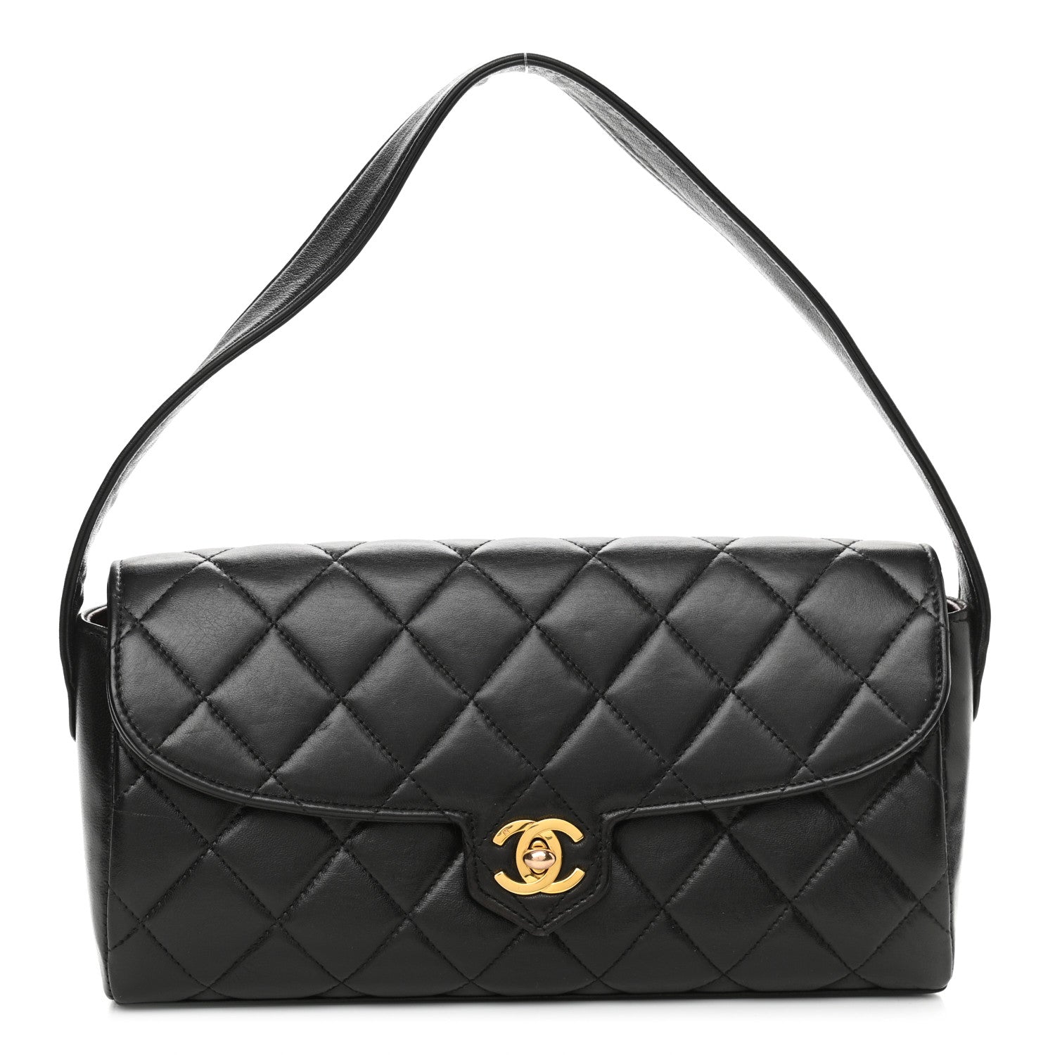 Chanel Lambskin Quilted CC Flap Shoulder Bag Black 1 of 12
