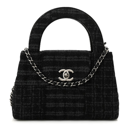 Chanel Printed Denim Quilted Nano Kelly Shopper Black Grey 1 of 11