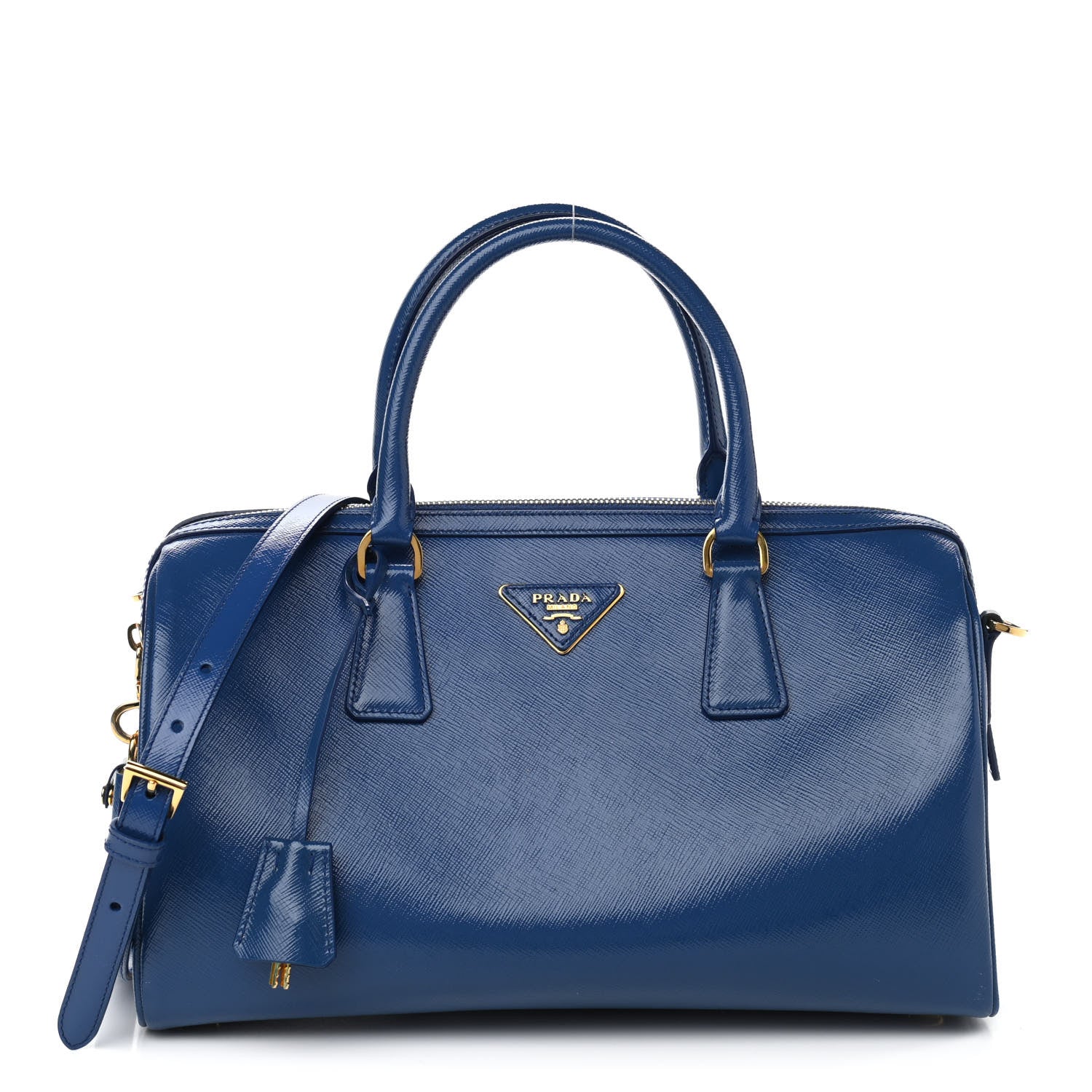 Prada Saffiano Vernice Bauletto Azzurro 1 of 9
