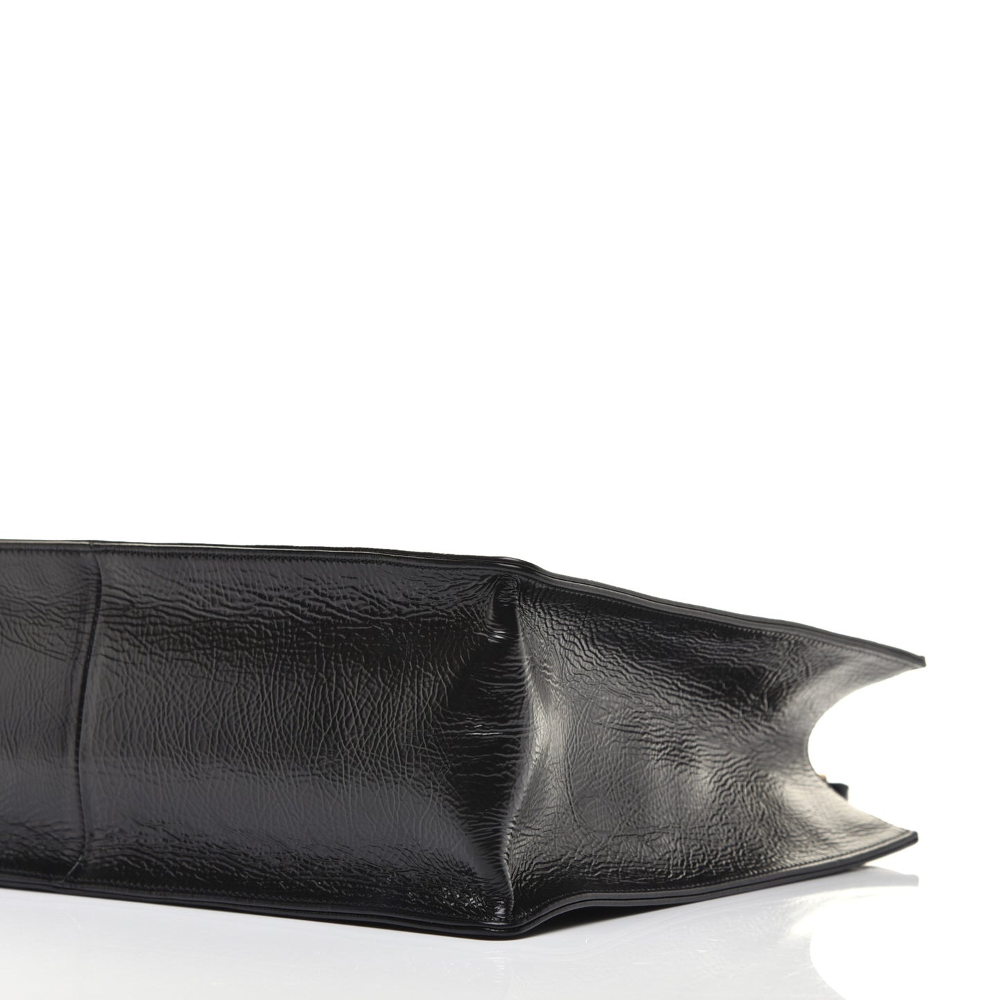 Shiny Aged Calfskin Shopping Bag Black
