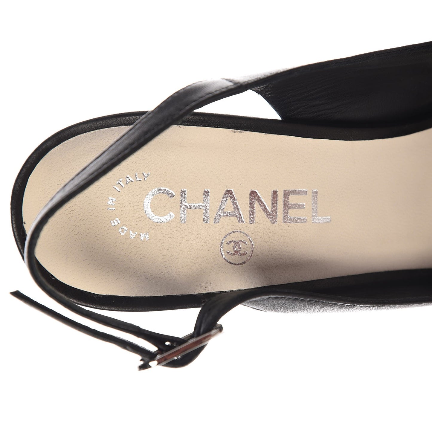 Lambskin Sling Back Peep Toe Pumps 39.5 Black