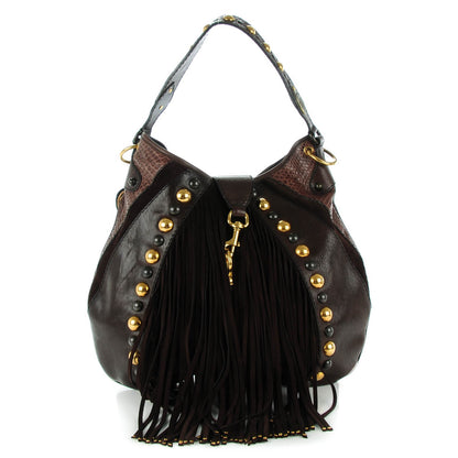 Gucci Calfskin Python Suede Fringe Babouska Hobo Brown 1 of 7