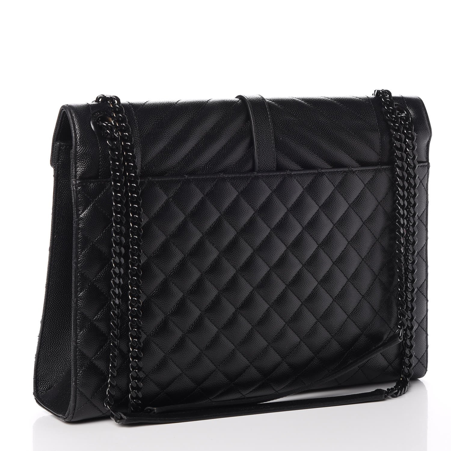Saint Laurent Grain De Poudre Textured Mixed Matelasse Large Triquilt Monogram Monochrome Satchel Black 3 of 11