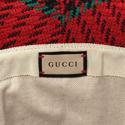 Gucci Tweed Wool Houndstooth Interlocking G Bucket Hat M Red Green 8 of 8
