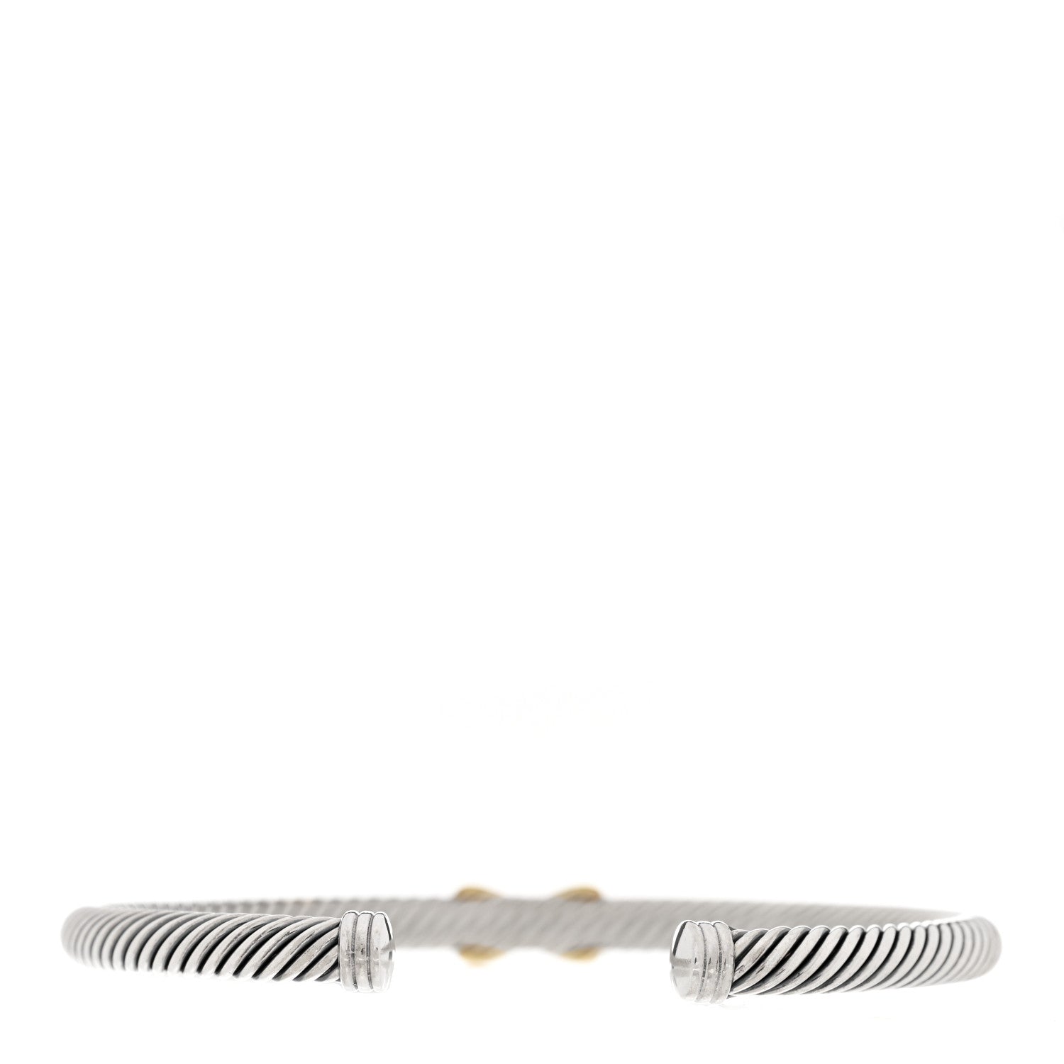 David Yurman Sterling Silver 18K Yellow Gold 4mm X Station Cable Bracelet 2 of 3