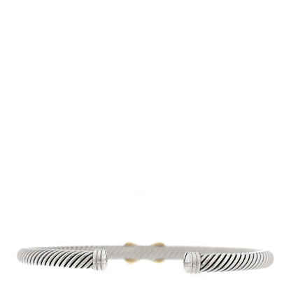David Yurman Sterling Silver 18K Yellow Gold 4mm X Station Cable Bracelet 2 of 3