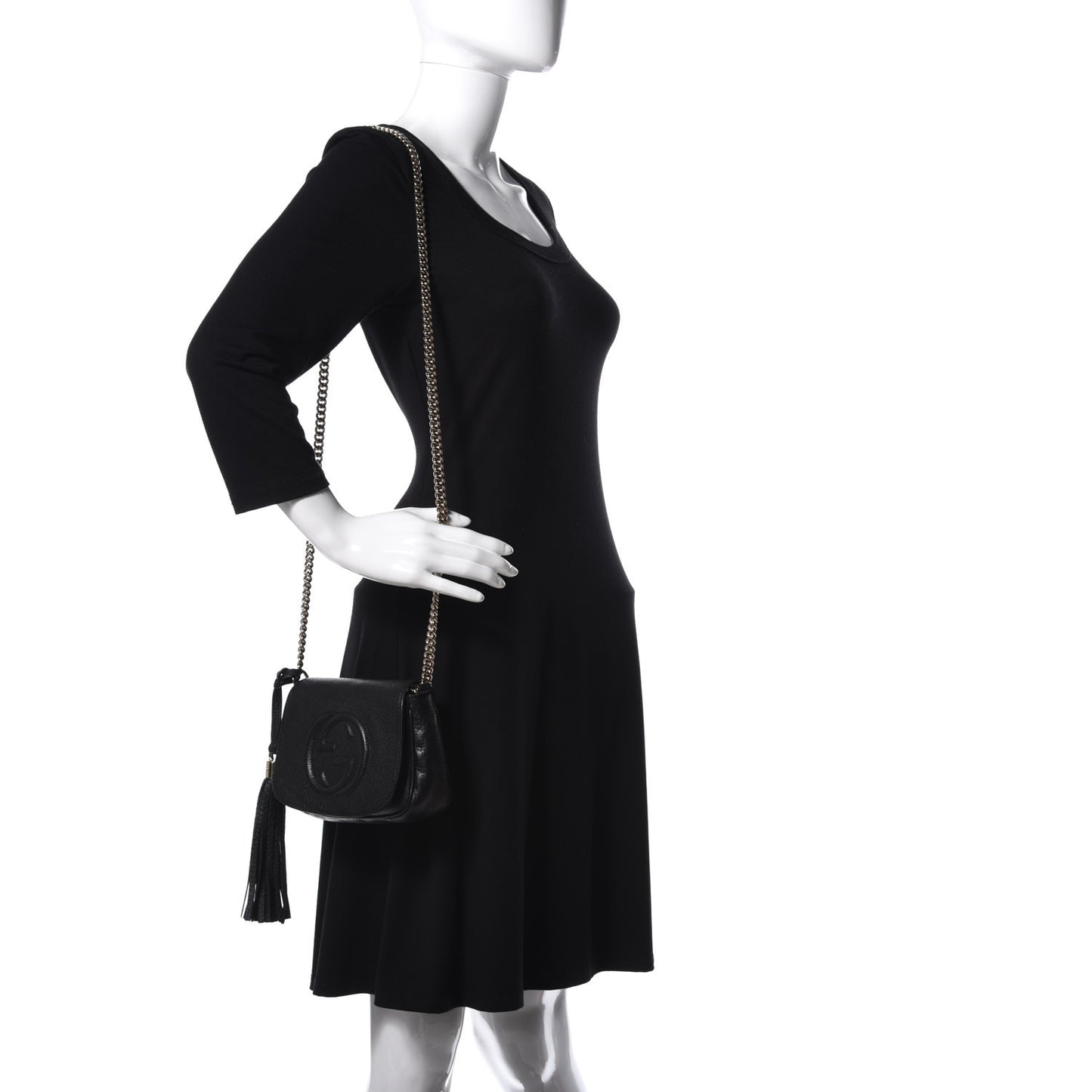 Pebbled Calfskin Small Soho Flap Crossbody Black