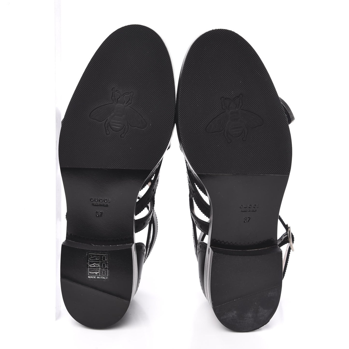 Calfskin Bee Embroidered Womens Queercore Brogue Wingtip Monk Strap Loafers 37 Black