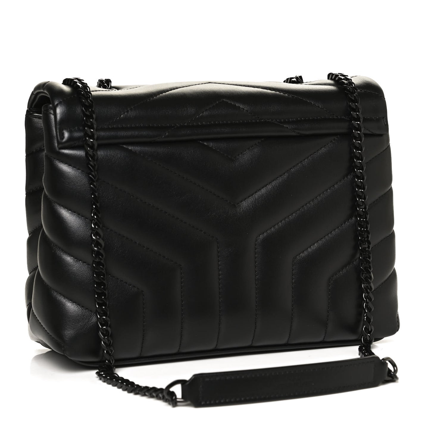 Calfskin Y Quilted Monogram Small Loulou Chain Satchel Black