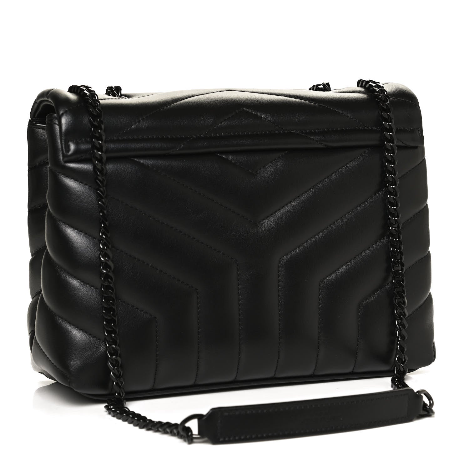 Saint Laurent Calfskin Y Quilted Monogram Small Loulou Chain Satchel Black 2 of 11