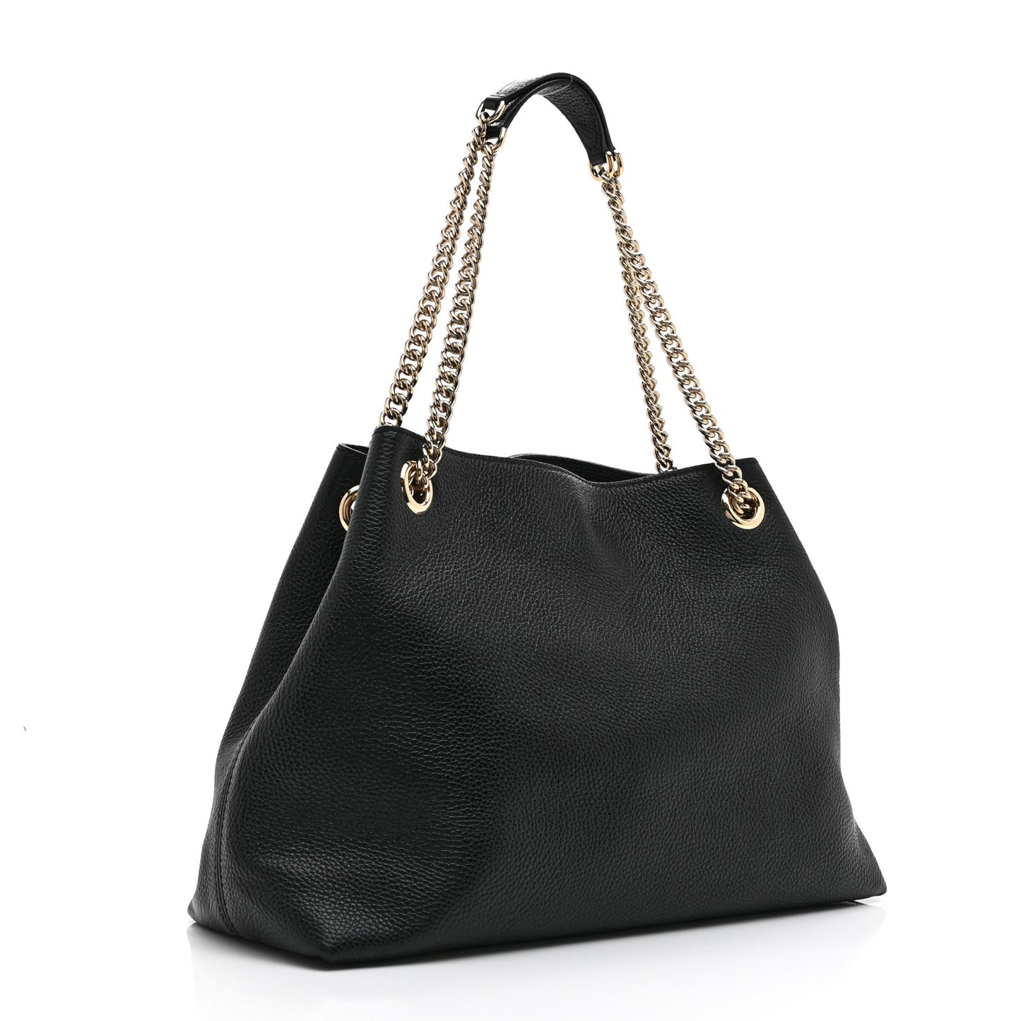 Pebbled Calfskin Medium Soho Chain Shoulder Bag Black