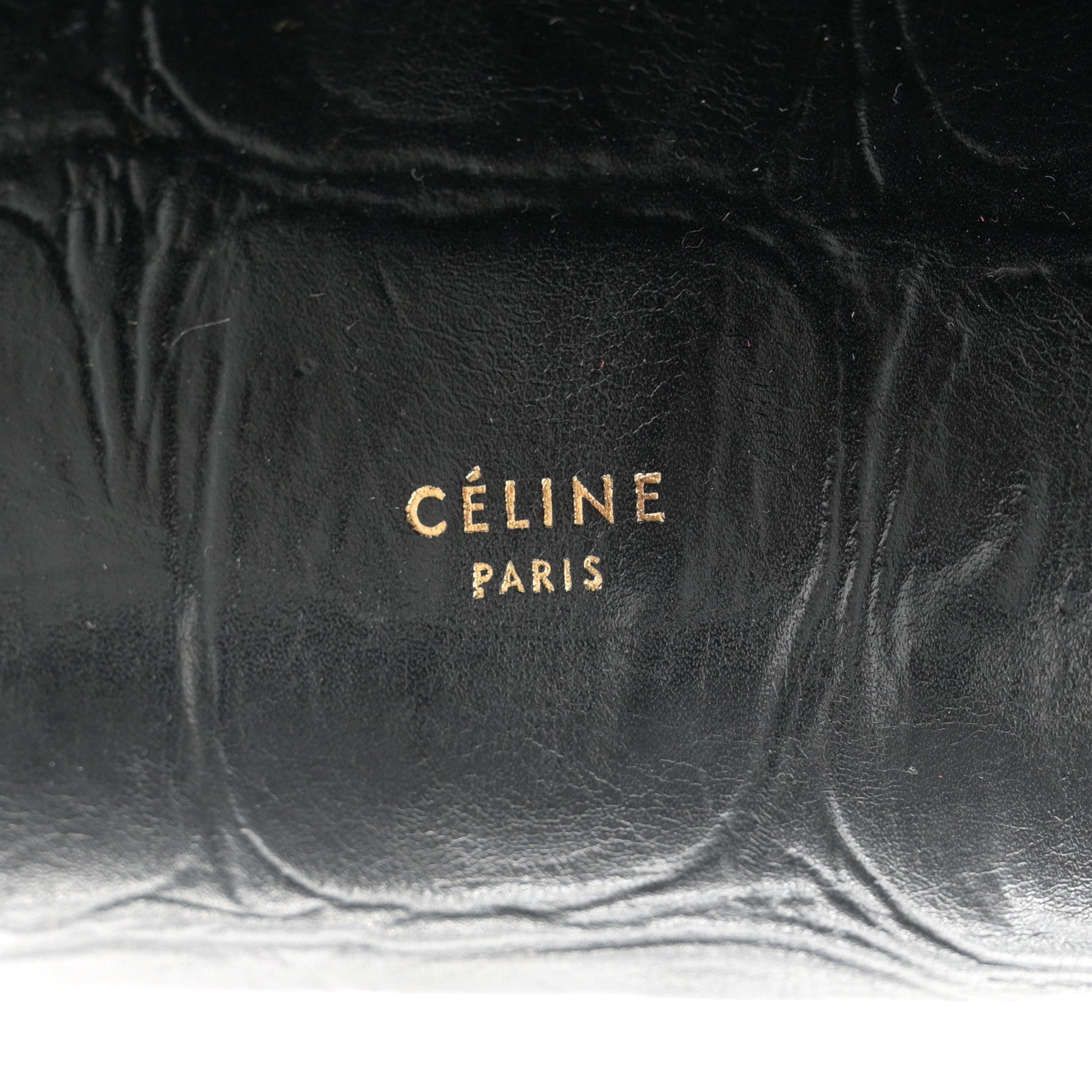 Celine Calfskin Crocodile Embossed Small Belt Bag Black 1656350