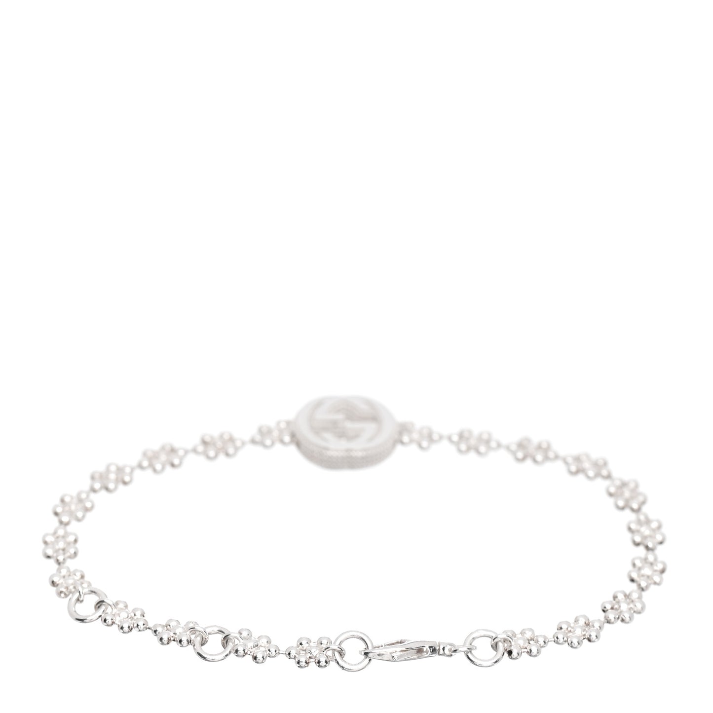 Sterling Silver Interlocking GG Beaded Flower Bracelet