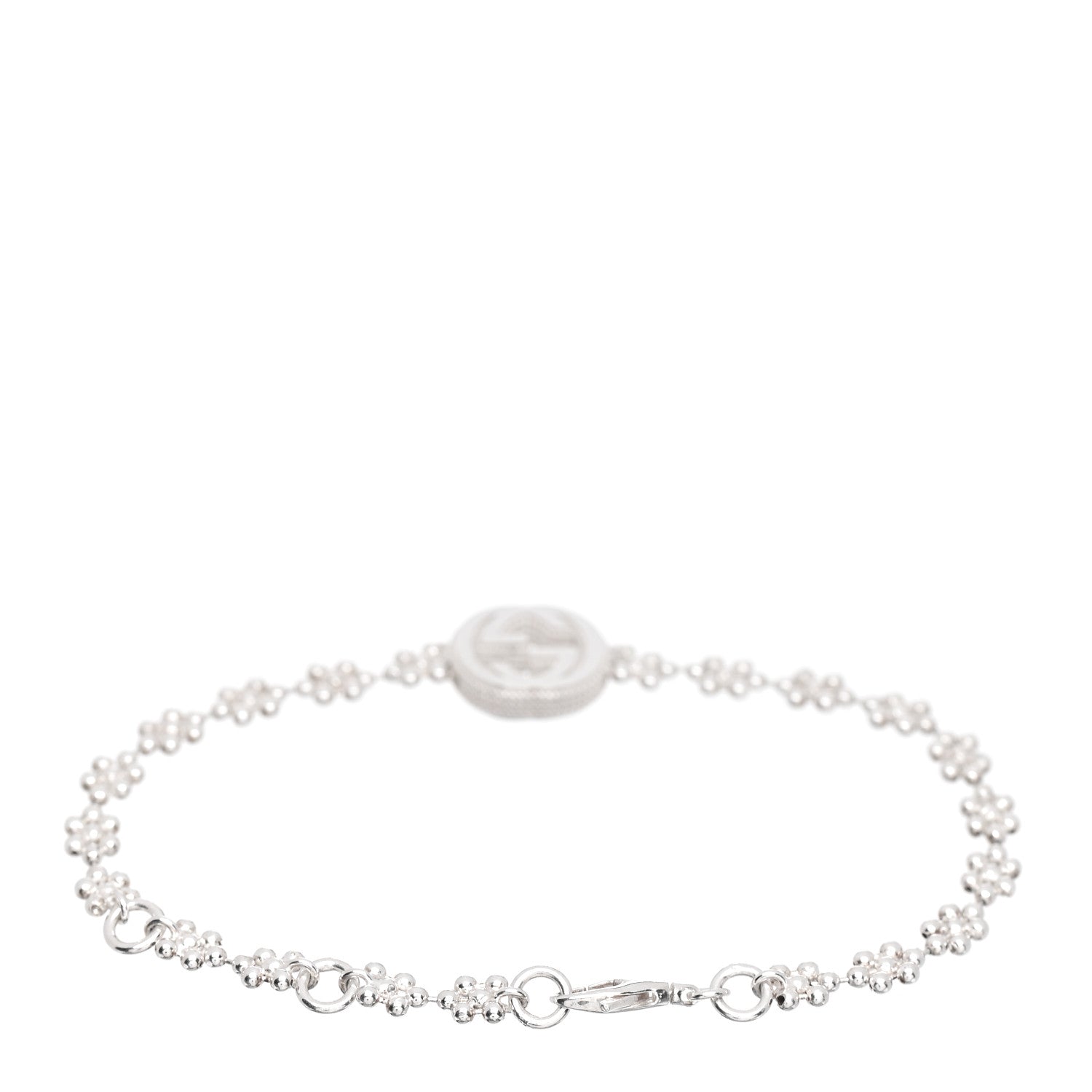 Gucci Sterling Silver Interlocking GG Beaded Flower Bracelet 3 of 4