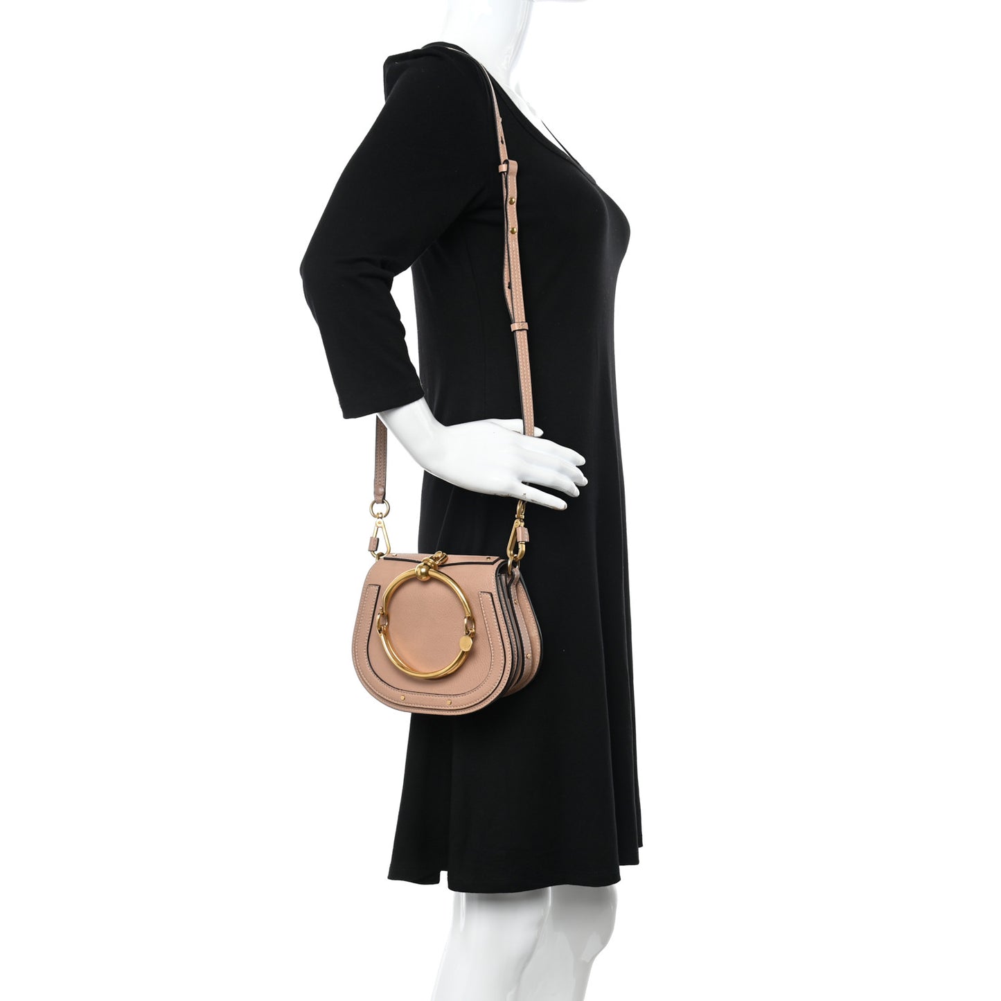 Calfskin Suede Small Nile Bracelet Bag Biscotti Beige
