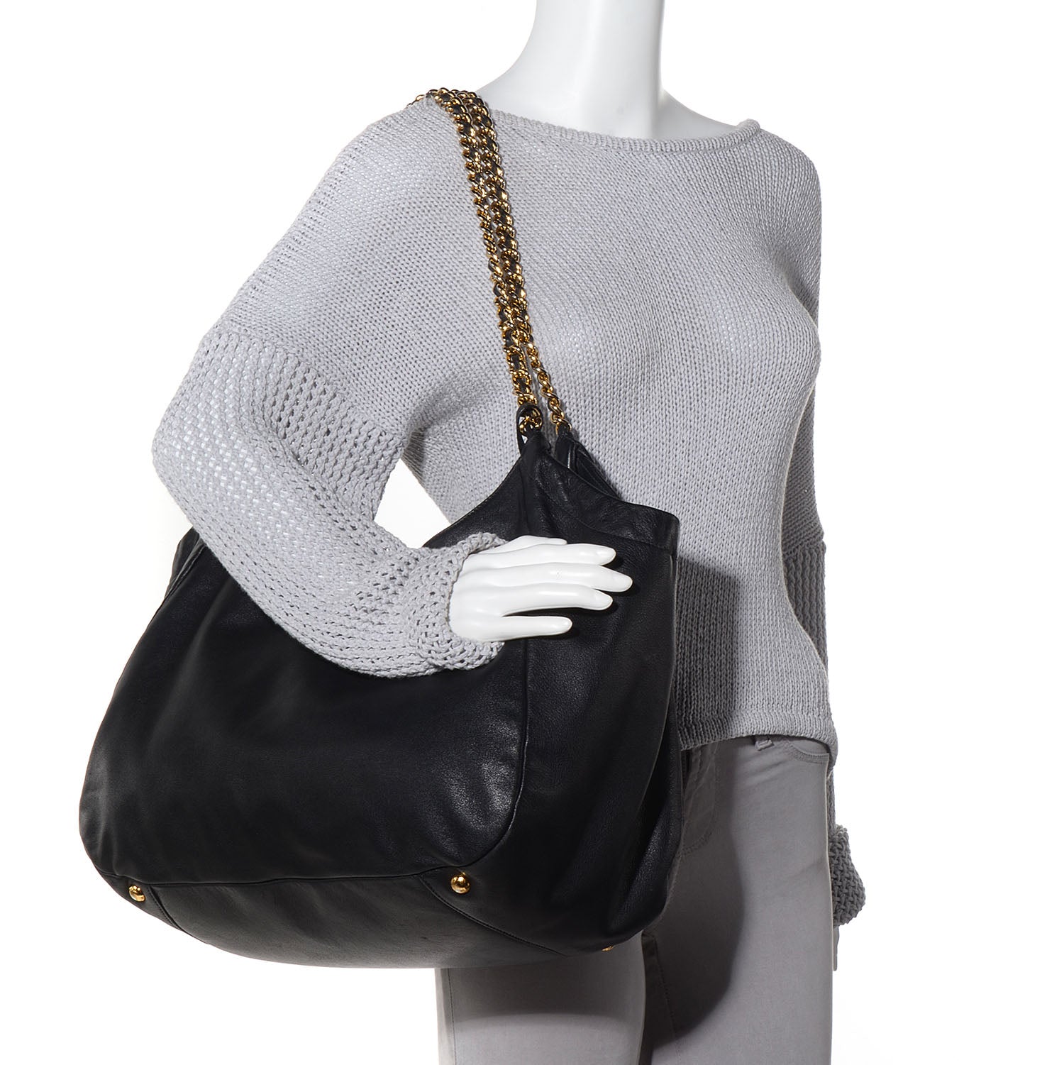 Prada Soft Calf Chain Tote Nero Black 2 of 10