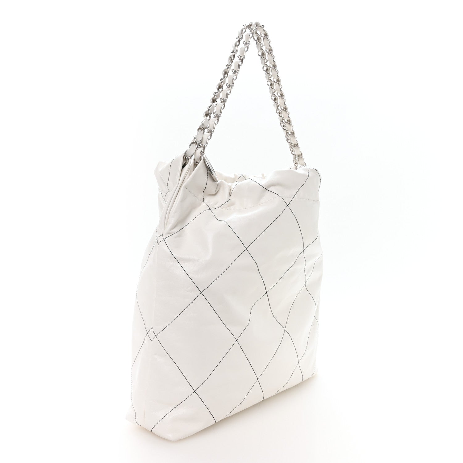 Chanel Shiny Calfskin Quilted Chanel 22 White Black 4 of 11