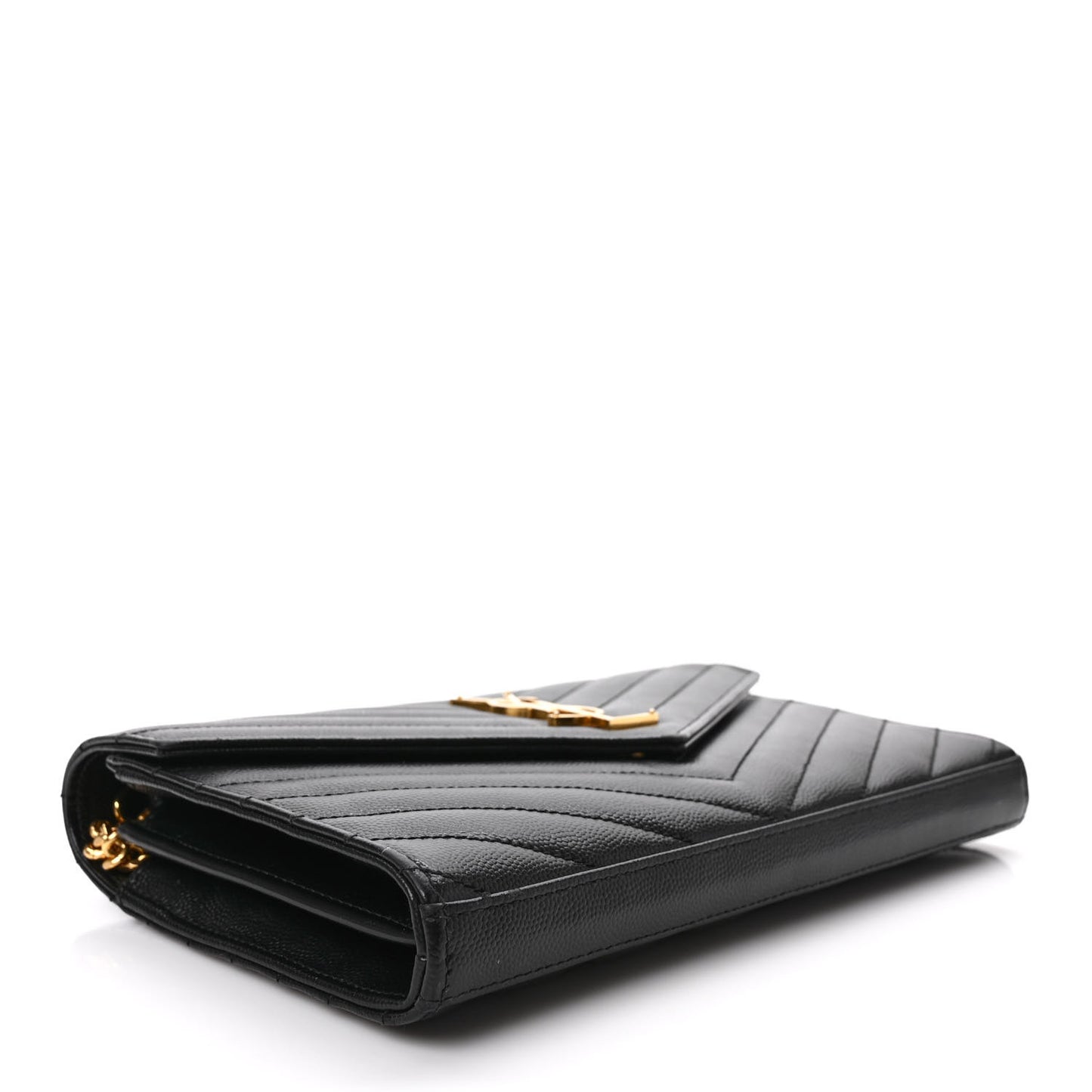 Grain De Poudre Matelasse Chevron Monogram Chain Wallet Black