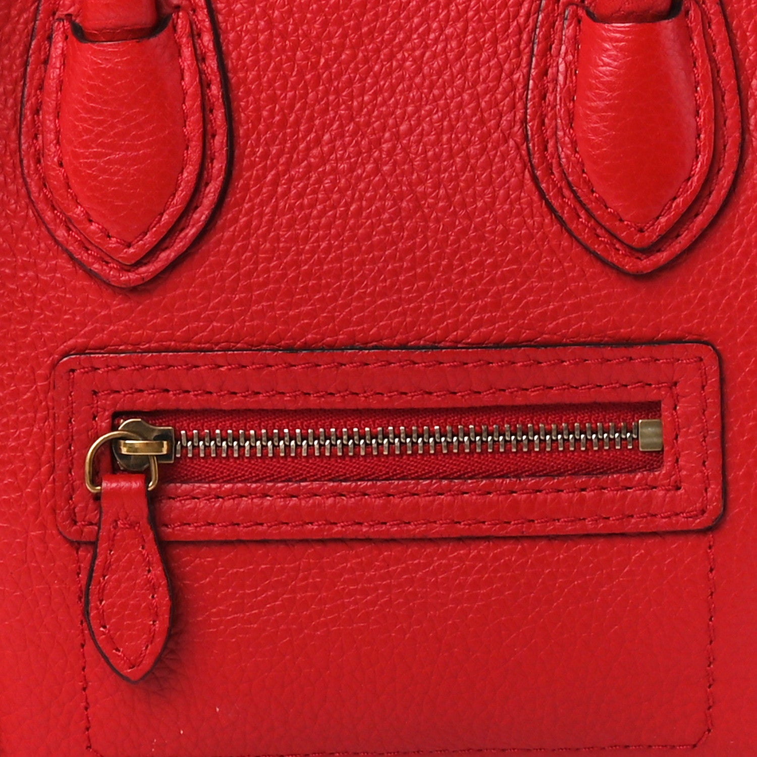 Celine Drummed Calfskin Nano Luggage Coquelicot 8 of 10