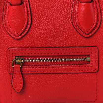 Celine Drummed Calfskin Nano Luggage Coquelicot 8 of 10