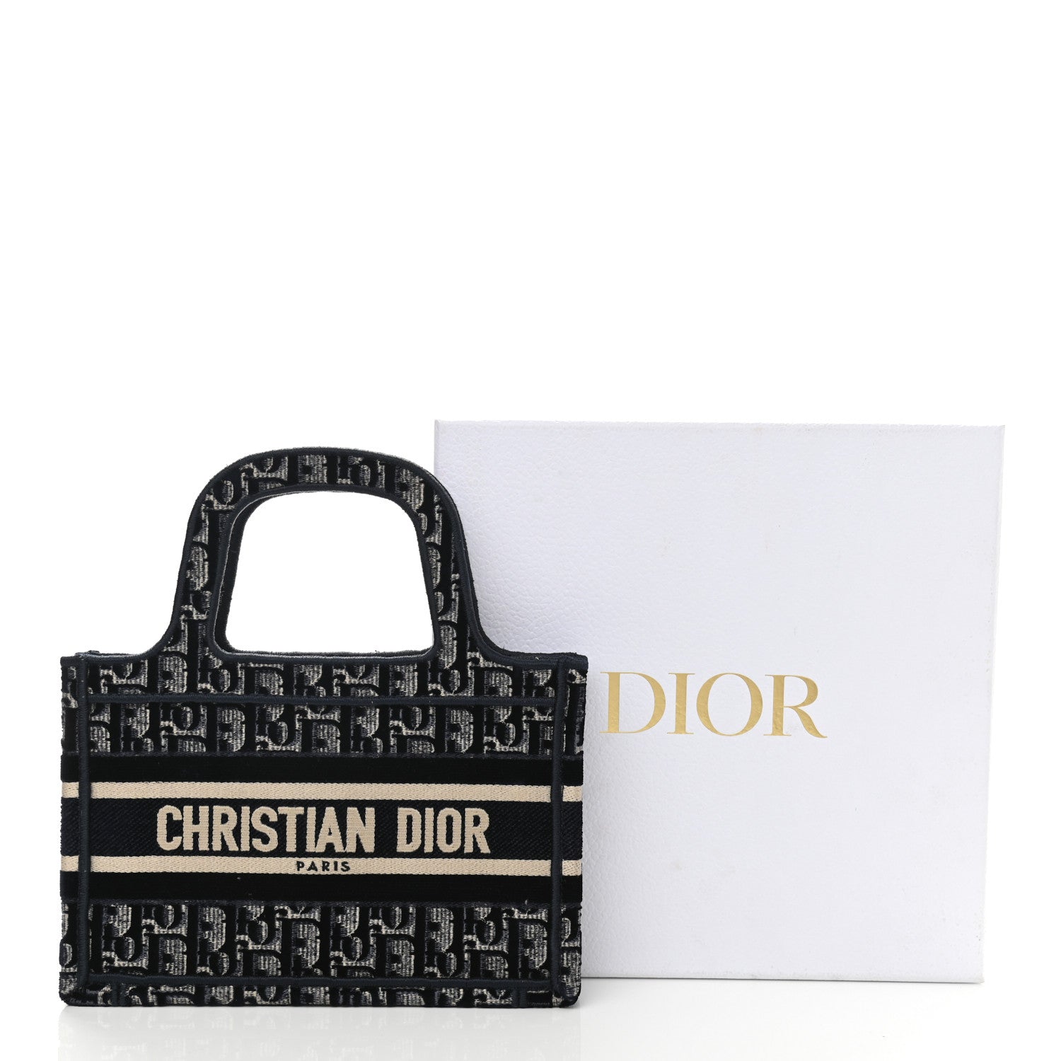 Christian Dior Velvet Oblique Embroidered Mini Book Tote Blue 10 of 10