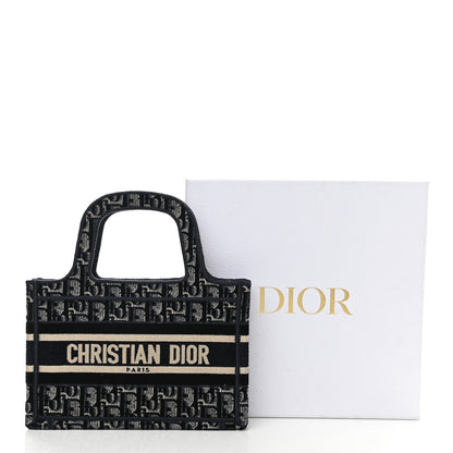 Christian Dior Velvet Oblique Embroidered Mini Book Tote Blue 10 of 10